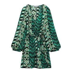 NWT Zara Green Tribal Dress